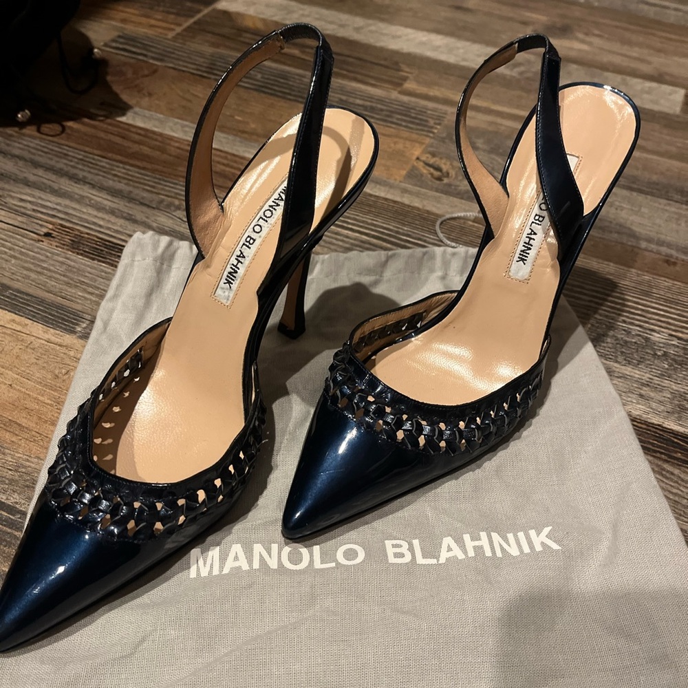 Manolo Blahnik Slingback Patent Leather Heels